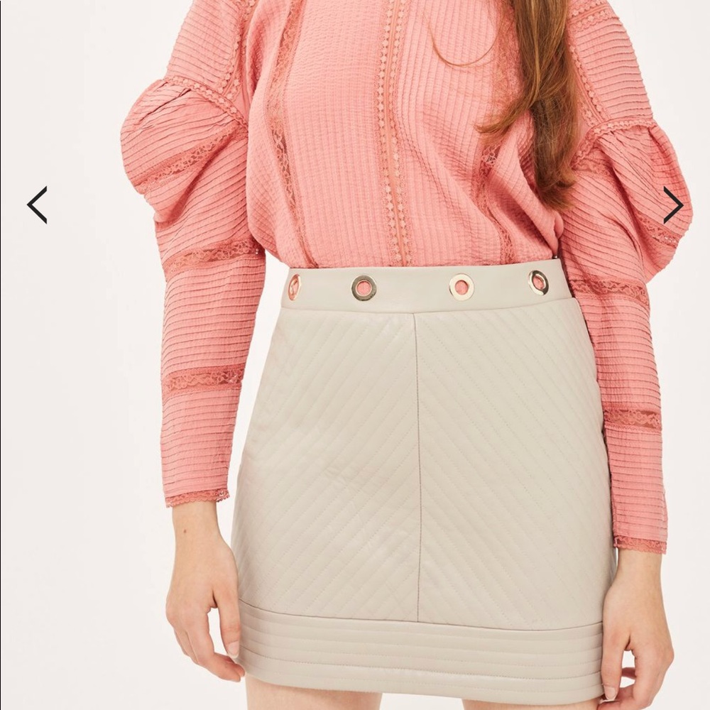 topshop Quilted Eyelet PU Mini Skirt